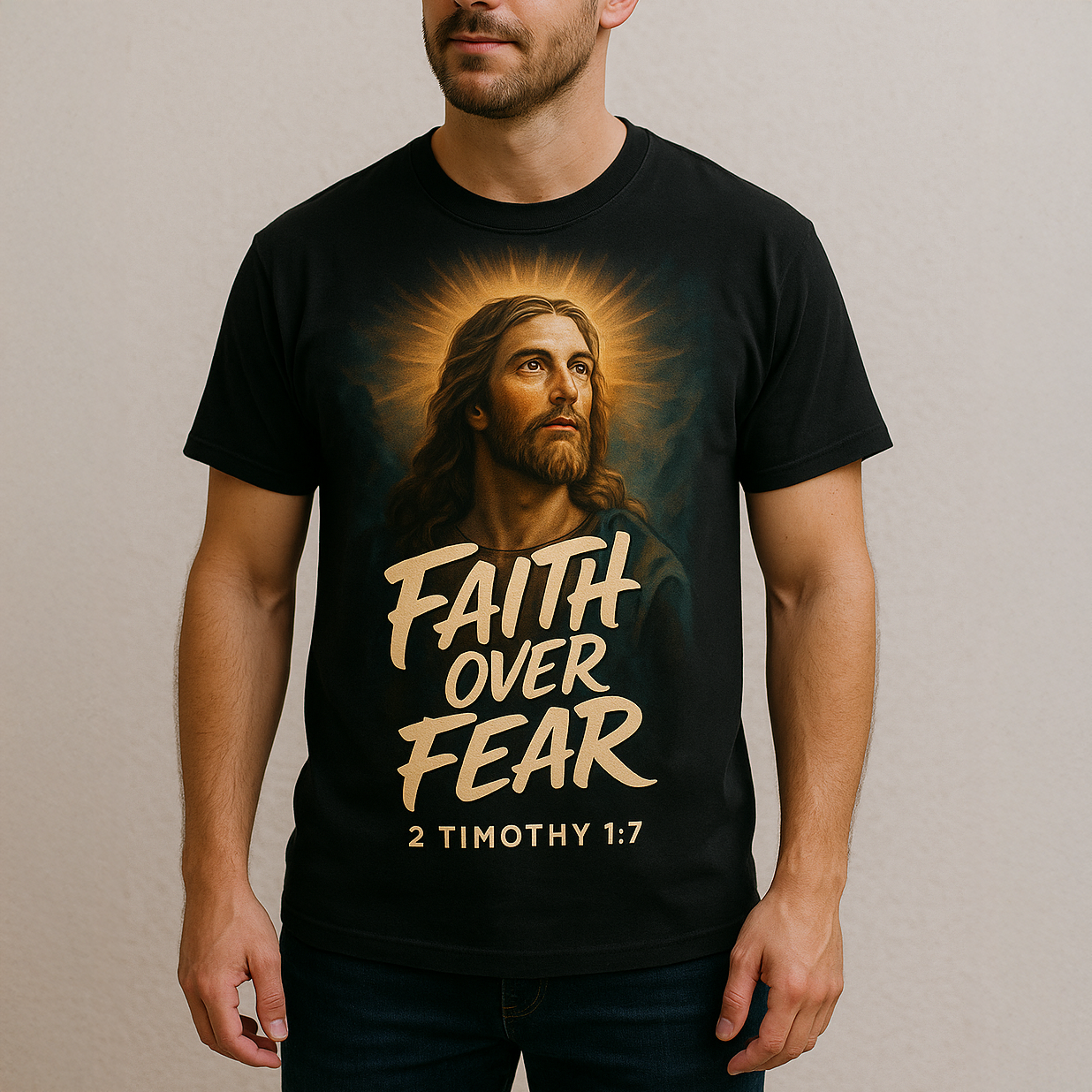 “Faith Over Fear” – Premium Cotton Tee - Black Cotton Unisex T-shirt