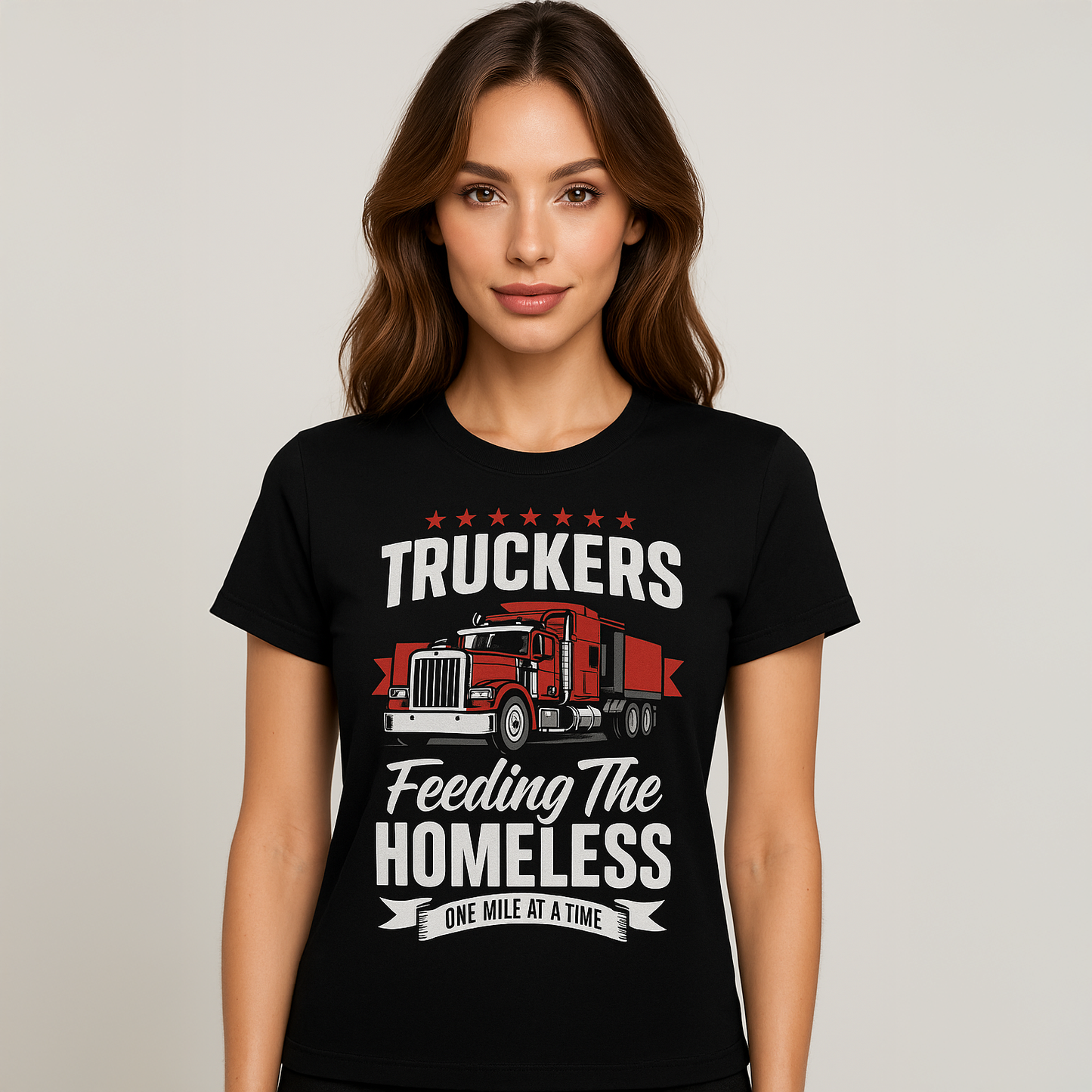 Original Truckers Feeding The Homeless – Graphic T-Shirt - Black Cotton Unisex T-shirt