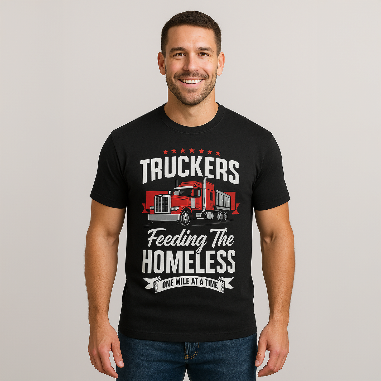 Original Truckers Feeding The Homeless – Graphic T-Shirt - Black Cotton Unisex T-shirt