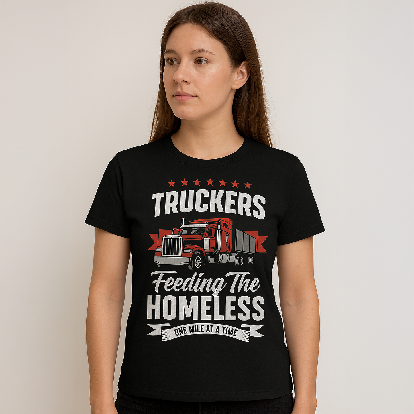 Original Truckers Feeding The Homeless – Graphic T-Shirt - Black Cotton Unisex T-shirt