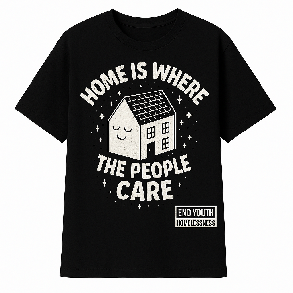 "Home is Where the People Care" – Graphic T-Shirt - Black Cotton Unisex T-shirt