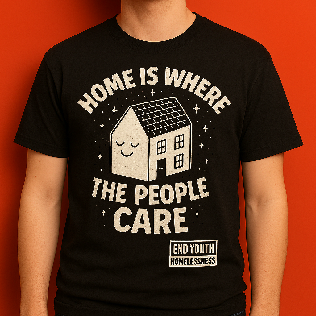 "Home is Where the People Care" – Graphic T-Shirt - Black Cotton Unisex T-shirt