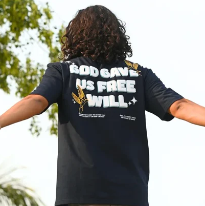 God Gave Us Free will – Graphic T-Shirt - Black Cotton Unisex T-shirt