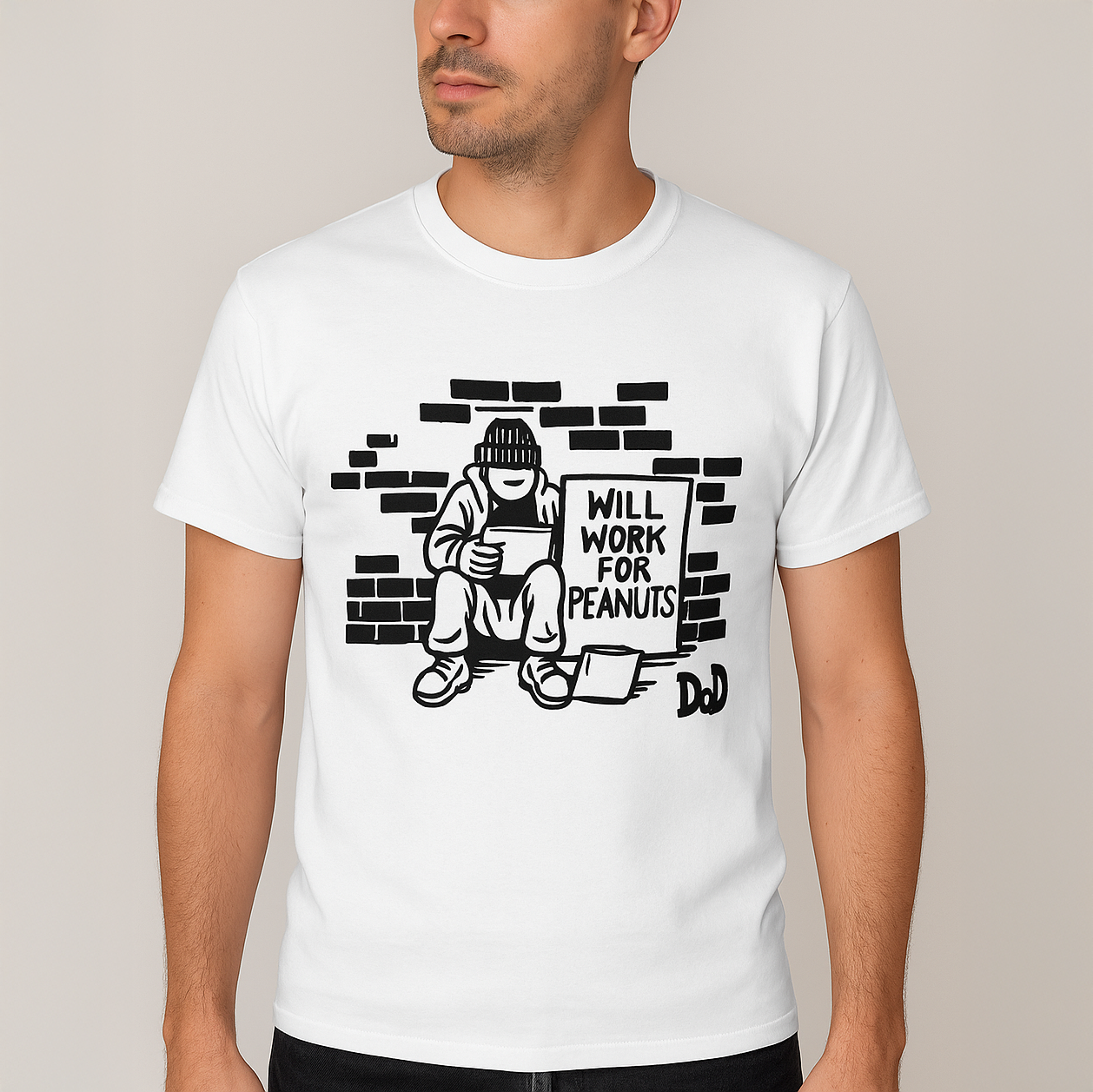 Will Work For Peanuts  - Cotton Unisex T-shirt