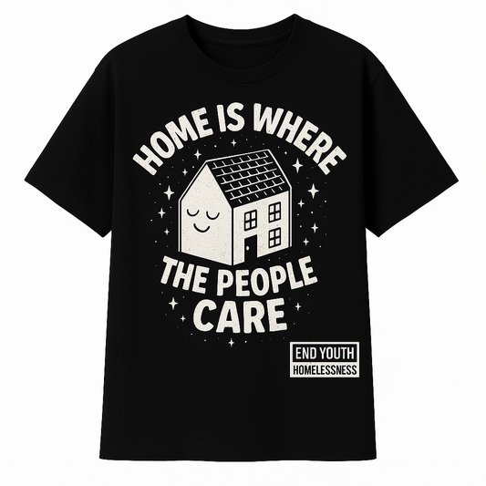 "Home is Where the People Care" – Graphic T-Shirt - Black Cotton Unisex T-shirt