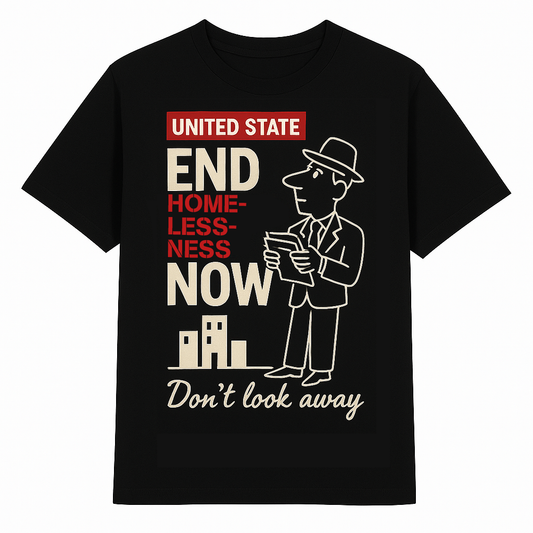 “End Homelessness Now” – Social Impact Shirt - Black Cotton Unisex T-shirt